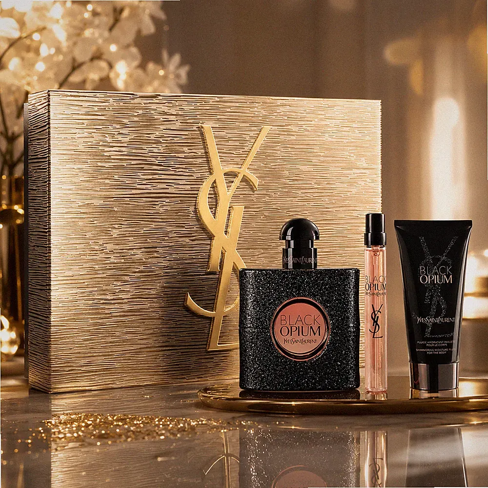 Yves Saint Laurent Black Opium Gift Set EDP Spray Body Fluid New Authentic